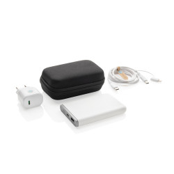 Set publicitaire de 3 chargeurs 20W et type C en PET recyclé RCS Surge