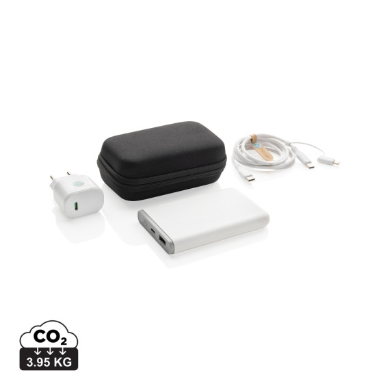 Set publicitaire de 3 chargeurs 20W et type C en PET recyclé RCS Surge