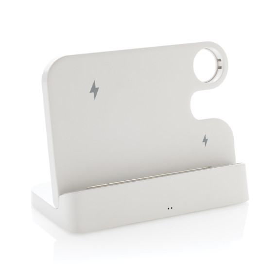 Double publicitaire chargeur 15W en plastique RCS avec emplacement iWatch