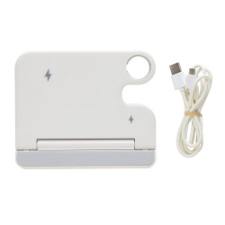 Double publicitaire chargeur 15W en plastique RCS avec emplacement iWatch