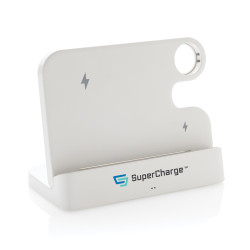 Double publicitaire chargeur 15W en plastique RCS avec emplacement iWatch