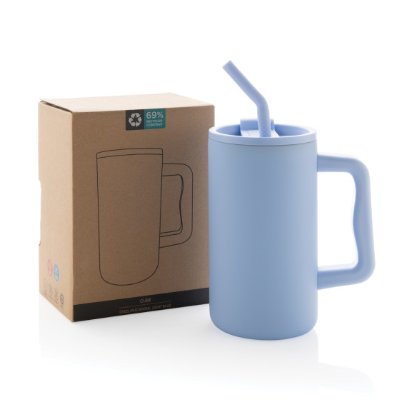 Mug publicitaire Cube 800ml en acier recyclé certifiée RCS