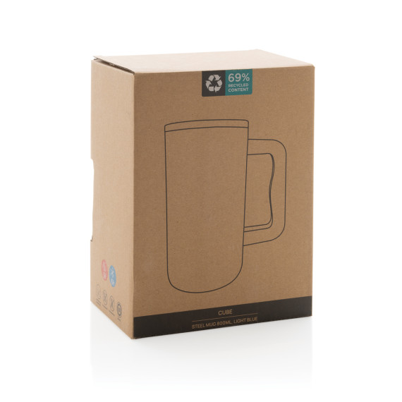 Mug publicitaire Cube 800ml en acier recyclé certifiée RCS