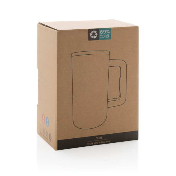 Mug publicitaire Cube 800ml en acier recyclé certifiée RCS