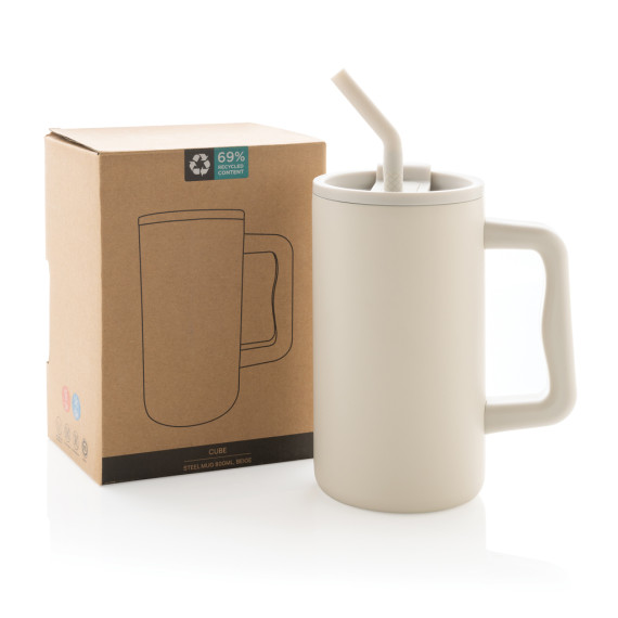 Mug publicitaire Cube 800ml en acier recyclé certifiée RCS