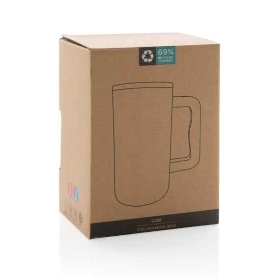 Mug publicitaire Cube 800ml en acier recyclé certifiée RCS