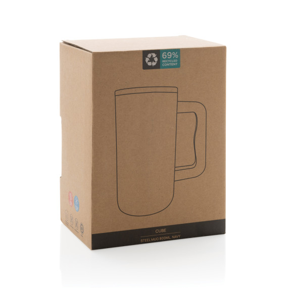 Mug publicitaire Cube 800ml en acier recyclé certifiée RCS