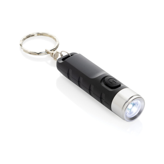 Porte-clés publicitaire lampe torche charge USB en plastique RCS Globix