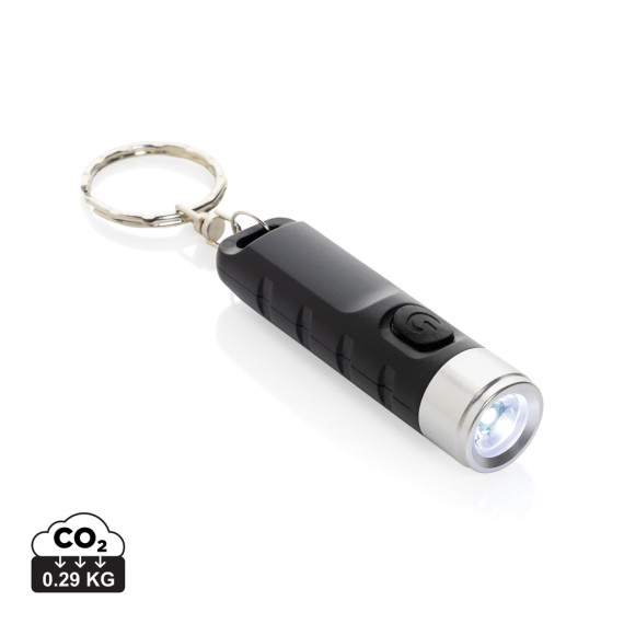 Porte-clés publicitaire lampe torche charge USB en plastique RCS Globix