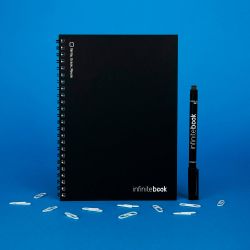 Cahier publicitaire effaçable réutilisable Infinitebook plain A5 couverture souple page lignée Fabriqué en Europe Express