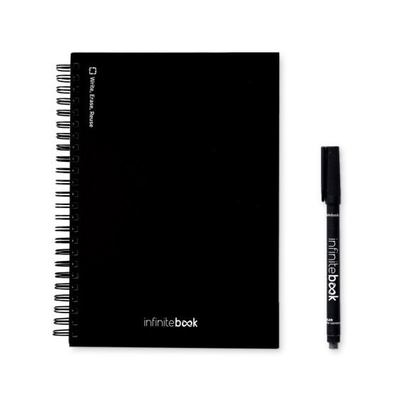 Set cahier personnalisé effaçable réutilisable infinitebook A5 couverture rigide avec kit de nettoyage Fabriqué en Europe Expres