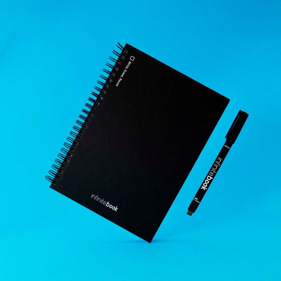 Set cahier personnalisé effaçable réutilisable infinitebook A5 couverture rigide avec kit de nettoyage Fabriqué en Europe Expres