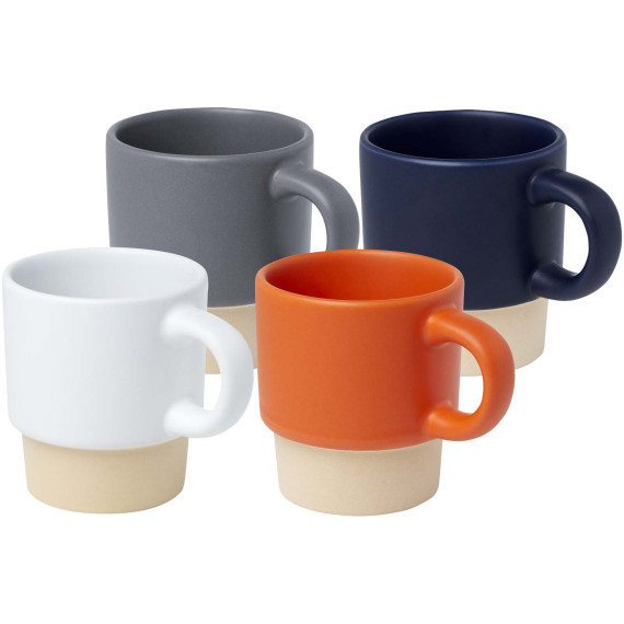 Tasse publicitaire à espresso empilable Olympia de 130 ml avec fond en argile