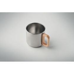 Mug personnalisé acier double paroi poignée en bois 350 ml