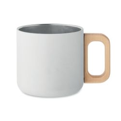 Mug personnalisé acier double paroi poignée en bois 350 ml