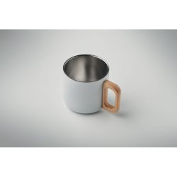 Mug personnalisé acier double paroi poignée en bois 350 ml