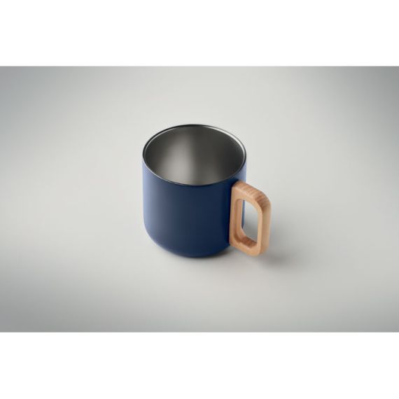 Mug personnalisé acier double paroi poignée en bois 350 ml