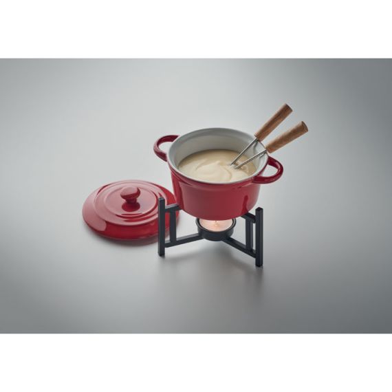 Petit service à fondue personnalisé en céramique avec couvercle pour deux personnes 