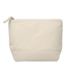 Trousse personnalisable à maquillage en coton avec fond coloré et tirette Kleuren