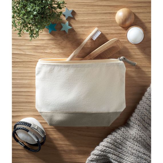 Trousse personnalisable à maquillage en coton avec fond coloré et tirette Kleuren