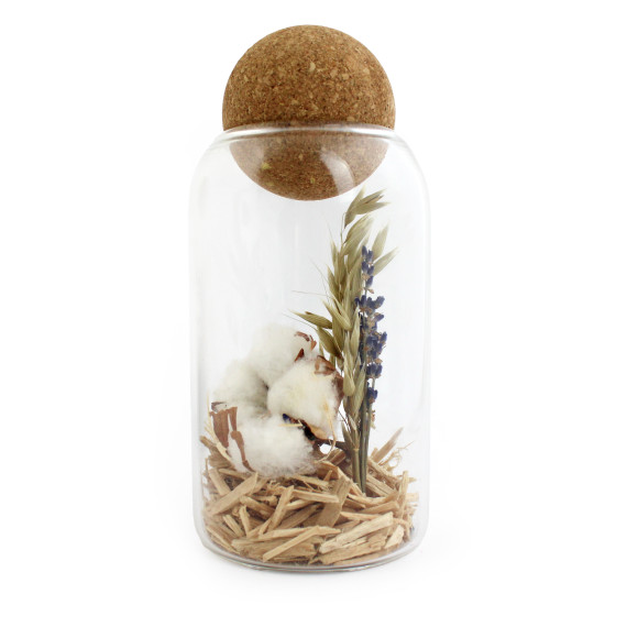 Terrarium boule liège - Fleurs séchées