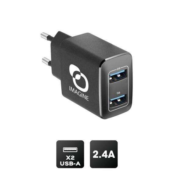 Chargeur publicitaire Secteur Prise Muraleà Charge Rapideavec 2 Ports USB Akashi