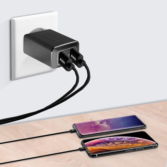 Chargeur publicitaire Secteur Prise Muraleà Charge Rapideavec 2 Ports USB Akashi