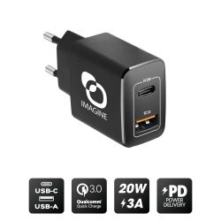 Chargeur publicitaire Secteur USB et USB-C Ultra-Rapide 20W Akashi