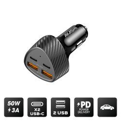 Chargeur publicitaire Allume Cigare USB et USB-C Ultra-rapide 37W Akashi