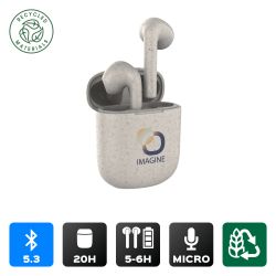 Ecouteurs publicitaires Bluetooth Sans-fil EARBUDS 100% ECO-RESPONSABLES Akashi