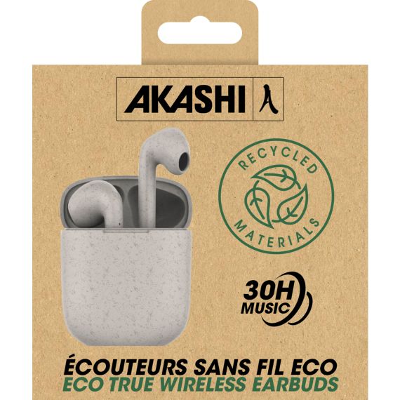 Ecouteurs publicitaires Bluetooth Sans-fil EARBUDS 100% ECO-RESPONSABLES Akashi