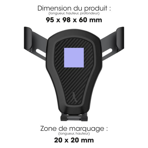 Support publicitaire de Téléphone Gravité pour Voiture avec Fixation Grille d'Aération, Orientable à 360 Akashi