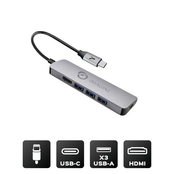 Adaptateur publicitaire Hub USB-C 5 en 1 HDMI, 3 Ports USB, Port USB-C Power Delivery Akashi