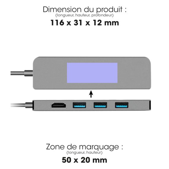 Adaptateur publicitaire Hub USB-C 5 en 1 HDMI, 3 Ports USB, Port USB-C Power Delivery Akashi