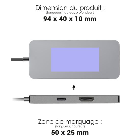 Adaptateur publicitaire Hub USB C 7-en-1 HDMI, 3 Ports USB, Port USB-C Power Delivery, Lecteur de Cartes SD/Micro-SD Akashi