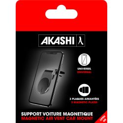 Support publicitaire Aluminium Aimanté de Téléphone pour Voiture avec Fixation Grille d'Aération avec 3 Plaques Aimantée Akashi