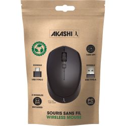 Souris publicitaire sans-fil 100% ECO-RESPONSABLE en Plastique Recyclé Akashi