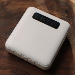 BATTERIE publicitaire AVEC CABLE 4 EN 1 INTEGRE ET 2 USB 10,000 mAh Akashi