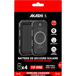 Batterie publicitaire Powerbank Solaire Renforcée à Induction 10,000mAh Akashi