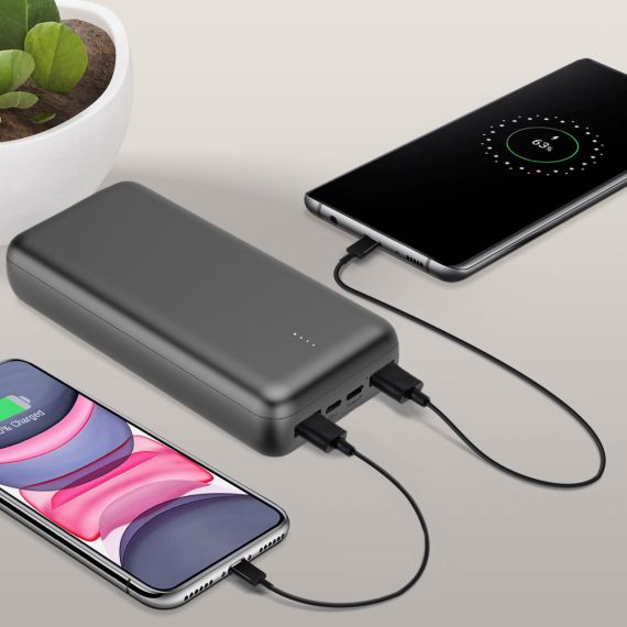 Batterie publicitaire Powerbank Grande Capacité 20,000 mAh 2 Ports USB + 1 USB-C, Finition "Soft Touch" Akashi