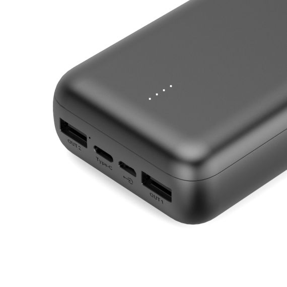 Batterie publicitaire Powerbank Grande Capacité 20,000 mAh 2 Ports USB + 1 USB-C, Finition "Soft Touch" Akashi