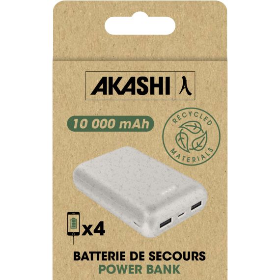 BATTERIE publicitaire DE SECOURS ULTRA COMPACTE & ECO-RESPONSABLE 2 USB 10 000 mAh Akashi