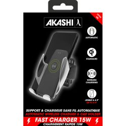 Support publicitaire de voiture Automatique avec Charge Sans Fil Rapide 15W Akashi