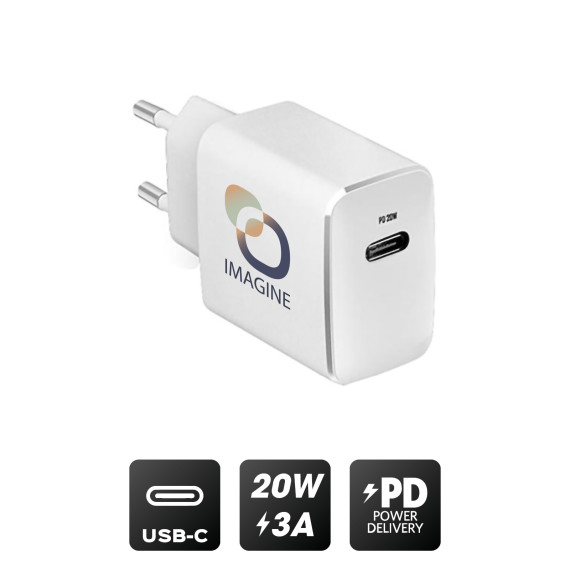 Chargeur publicitaire secteur usb type-c 20w power delivery