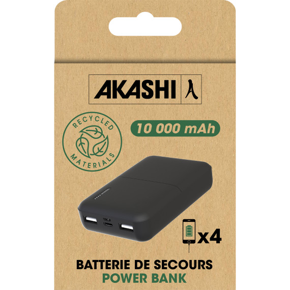 Batterie publicitaire de secours en plastique recyclé ultra compacte - 10 000 mah