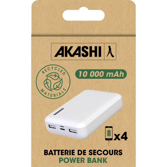 Batterie publicitaire de secours en plastique recyclé ultra compacte - 10 000 mah