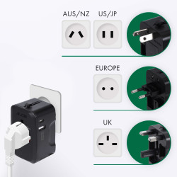 Adaptateur publicitaire universel de voyage avec sorties usb-c et usb-a