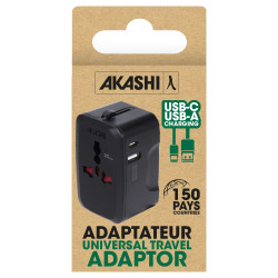 Adaptateur publicitaire universel de voyage avec sorties usb-c et usb-a