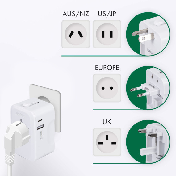 Adaptateur publicitaire universel de voyage avec sorties usb-c et usb-a