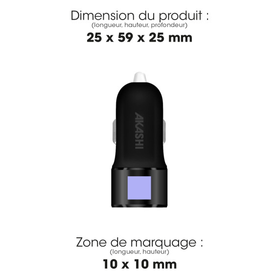 Turbo publicitaire cac 2usb charge rapide